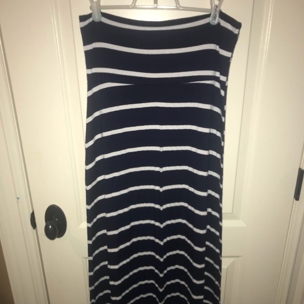 Navy and white stripped maxi skirt
